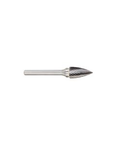 2-1/2 Overall Length 1/2 Size SF-13 1/2 Size 1/4 Shank Diameter 2-1/2 Overall Length 1/2 Diameter 3/4 Length of Cut Titan USA 1/2 Diameter 1/4 Shank Diameter Titan TB19402 Solid Carbide Bur Double Cut Round Nose Tree 3/4 Length of Cut 
